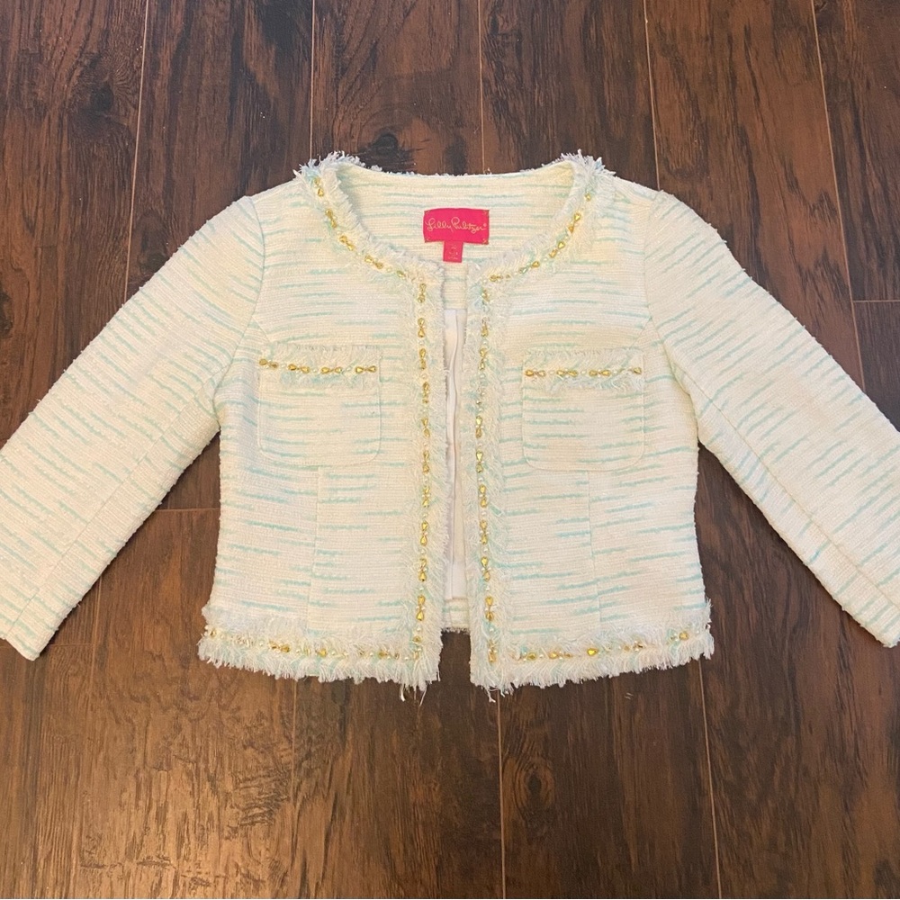 Lilly Pulitzer - White & Light Blue Jacket - Size 00